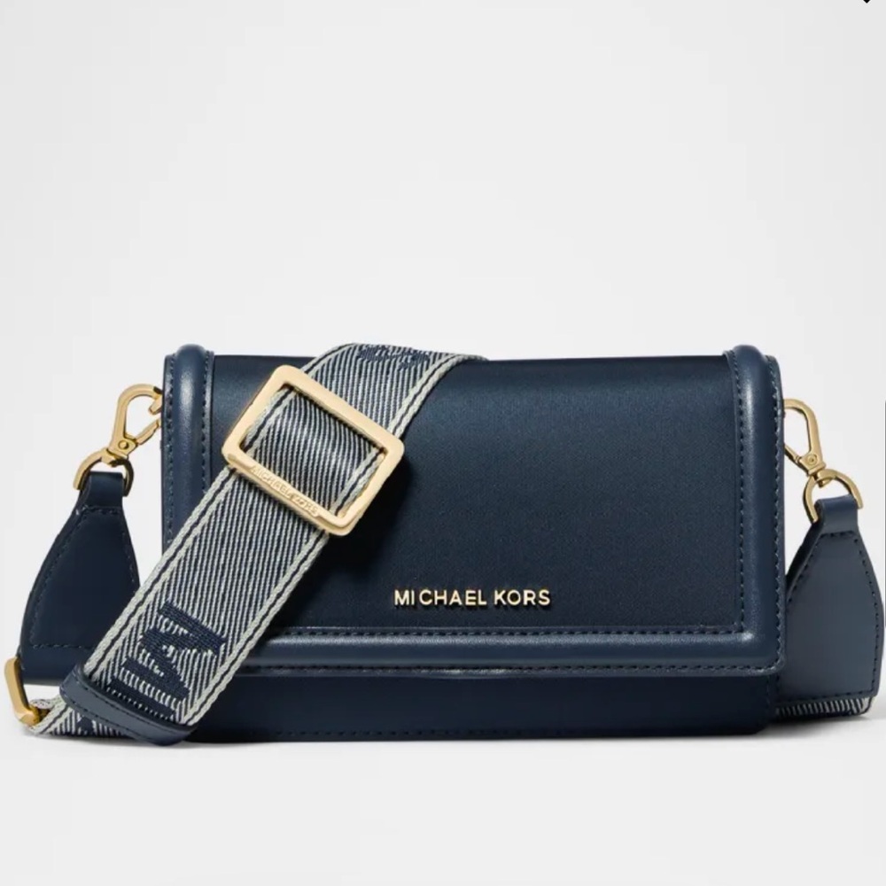 NEW! Michael Kors jet set logo small Navy Blue Crossbody Bag!